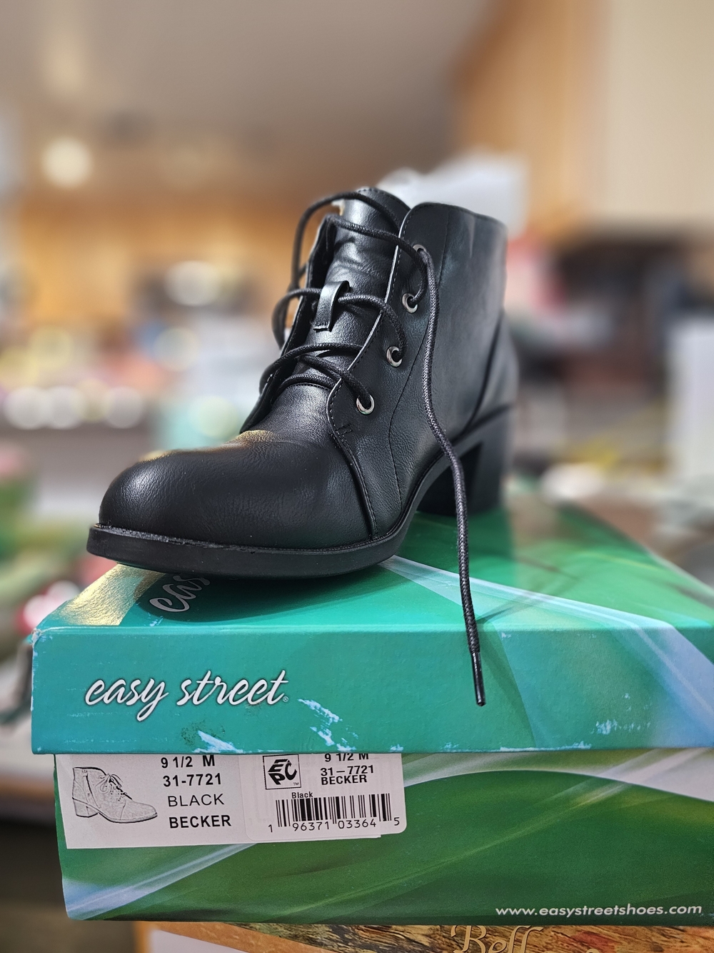 Easy Street Becker Black Lace-Up Ankle Boot
